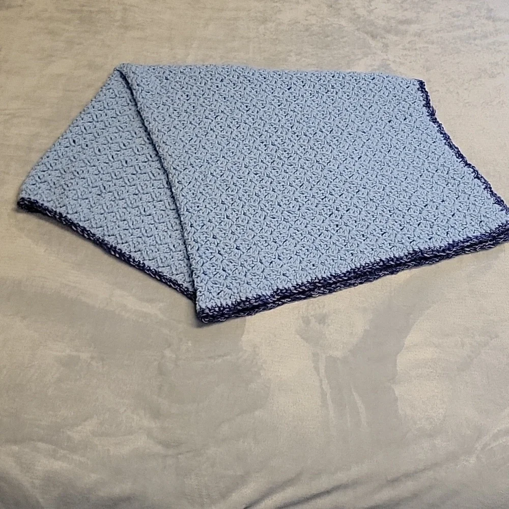 Handmade Blue Crochet Blanket, 39.5